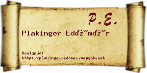 Plakinger Edömér névjegykártya